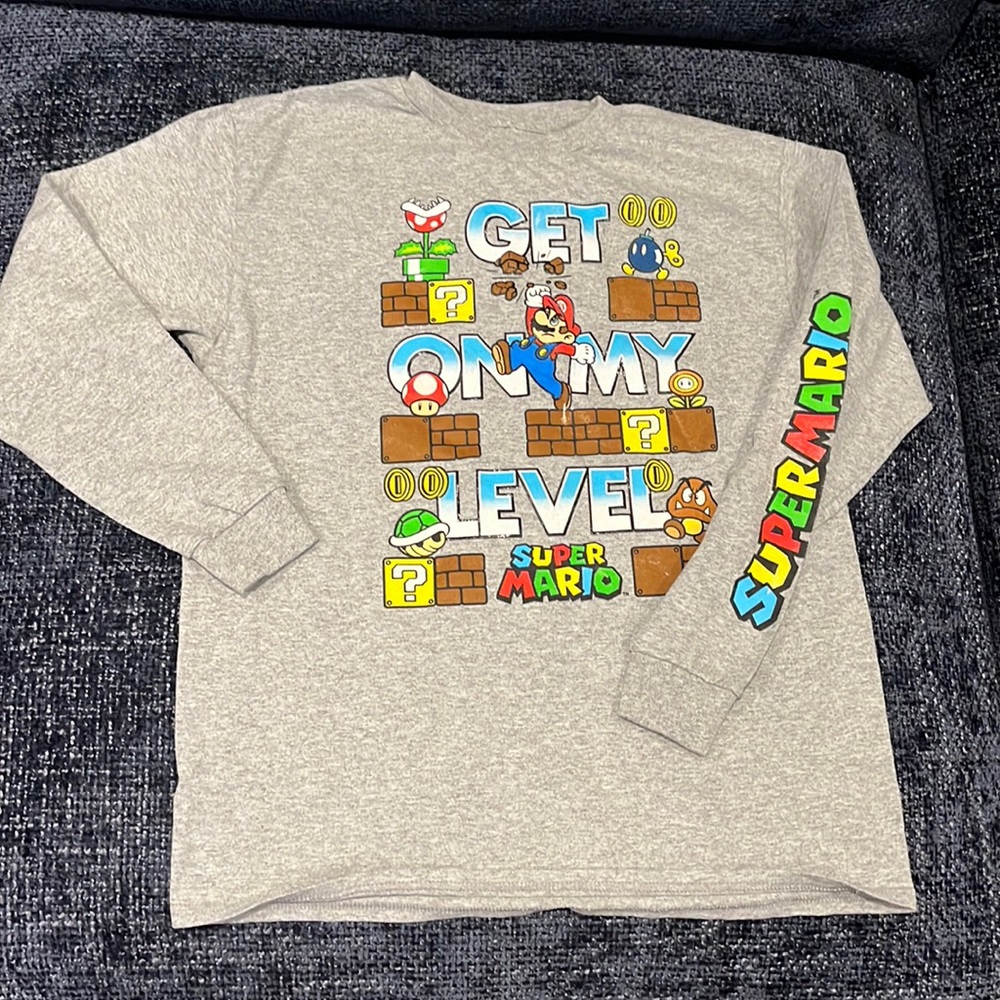 Boys Super Mario Long Sleeve T-shirt Gray XL